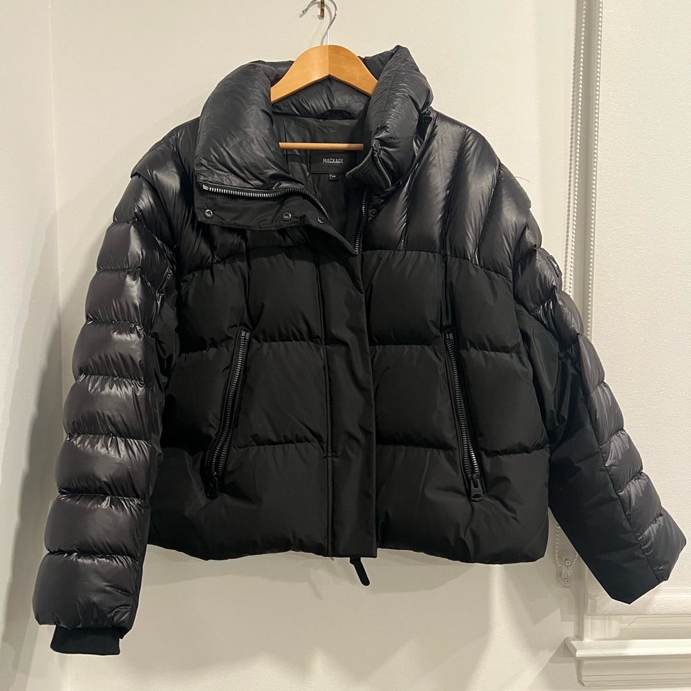 Mackage Shiny Black Puffer Convertible Jacket